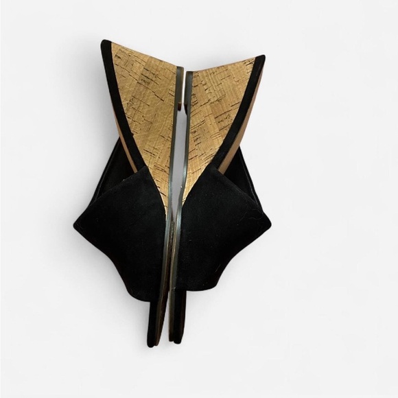 Mi.im Naomi Suede Cork Wedge Slip On Sandals in Black - Picture 4 of 7